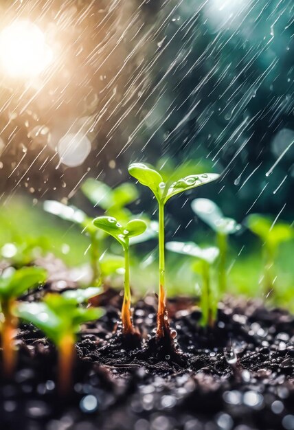 L'arrosage des plantes et des légumes dans le champ d'irrigation goutte à goutte en gros plan