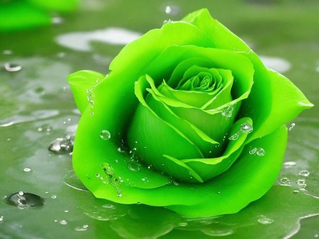 Arrosage sur rose verte artificielle