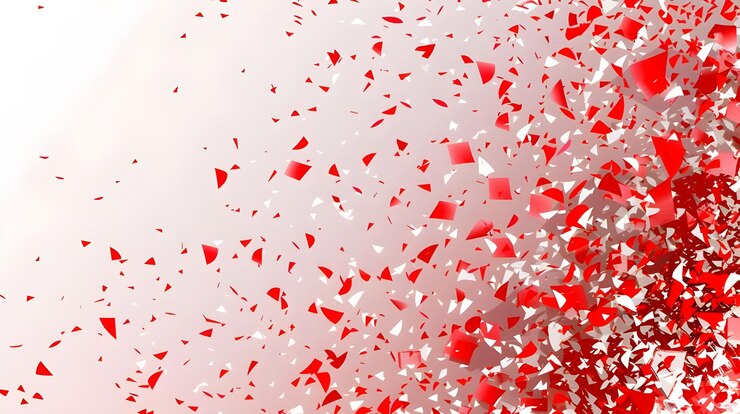 Photo un arroseur rouge et blanc est saupoudré de confetti rouge et blanc