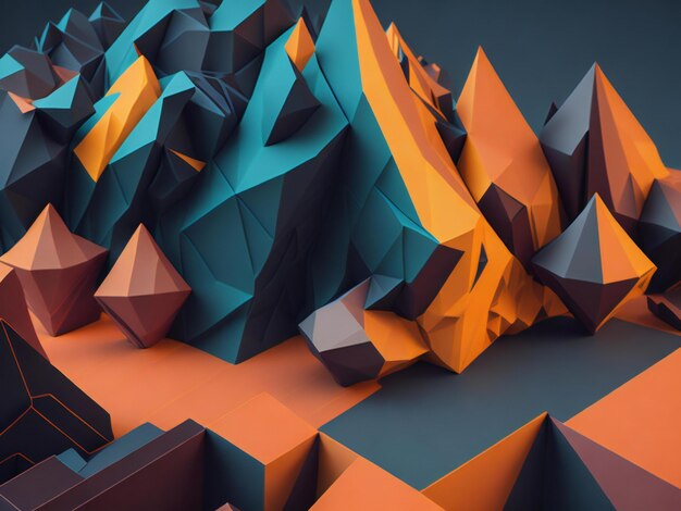 Art 3D faible polygonal avec des formes colorées