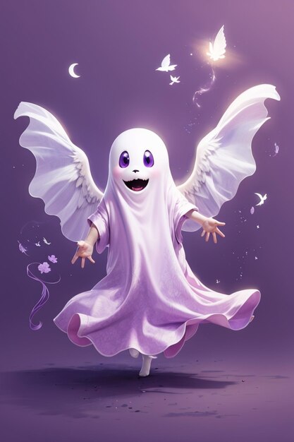 Art 3D de fantôme mignon violet pour Halloween