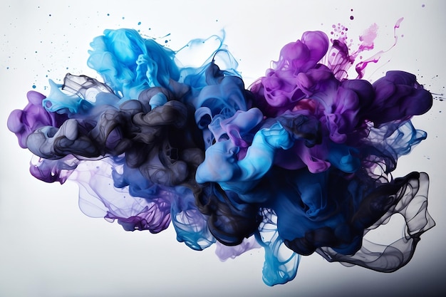 Photo art abstrait bluepurple ciel clair bleu et blanc foncé aquarelle dans le style de timelapse