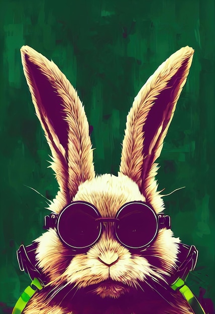 Art abstrait couleur lapin avec des lunettes