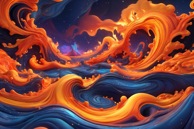 Art abstrait du feu liquide et de l'eau générés par l'IA