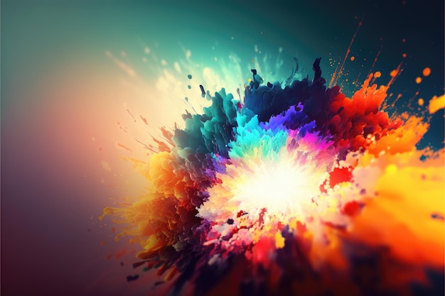 Art abstrait de l'explosion d'un cadre multicolore vibrant