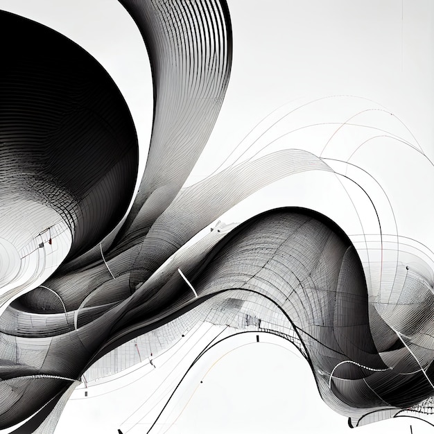Art abstrait de fond de lignes courbes 3d formant une forme surréaliste réalisée avec l'IA générative