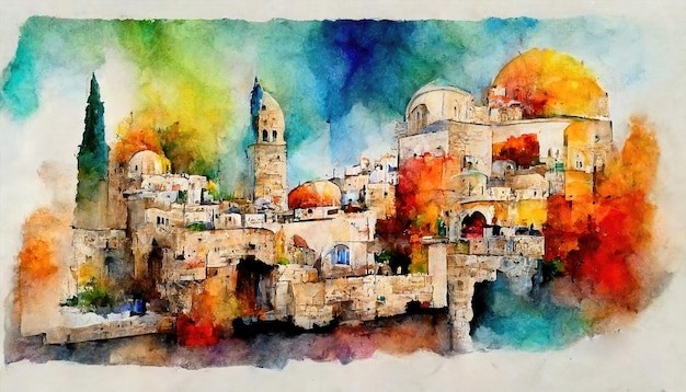 Art abstrait lumineux de Jérusalem Israël