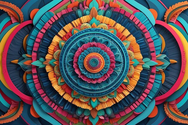 Art abstrait modèle de mandala papier peint fond HD rayures multicolores numérique 3D