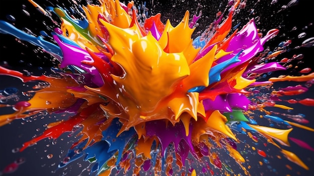 Art abstrait avec splash coloré 3d AI généré