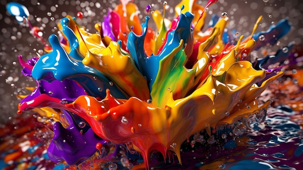 Art abstrait avec splash coloré 3d AI généré