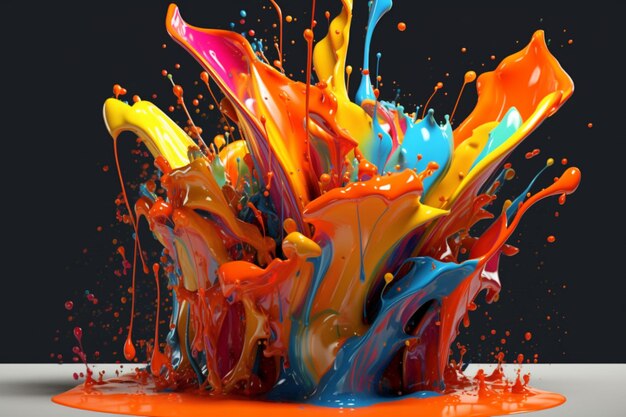 Art abstrait avec splash coloré 3d