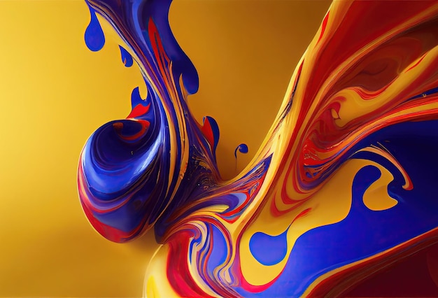 Art abstrait surréaliste de flux et d'éclaboussures de peinture brillante avec des effets d'éblouissement réalisés avec l'IA générative