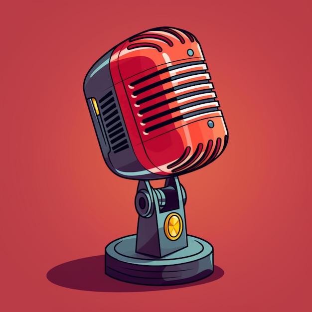 art d'animation de microphone de podcast sur fond