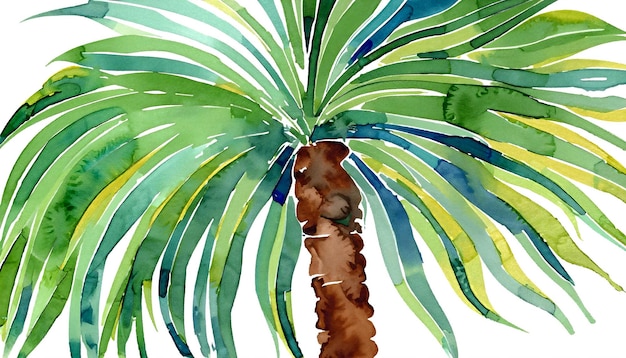 L'art aquarelle du feuillage tropical laisse une feuille de palmier AI Generative