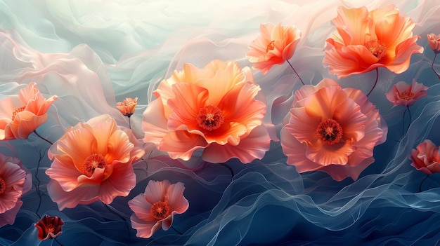 Art à l'aquarelle de fleurs abstraites Paysage de fleurs de luxe en 3D Illustration raster