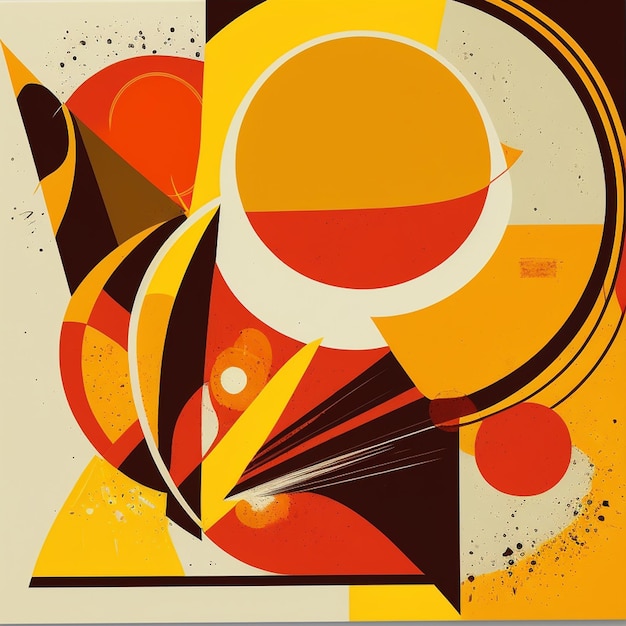 Art aquarelle moderne contemporain abstrait Illustration minimaliste dans les tons jaune orange et rouge