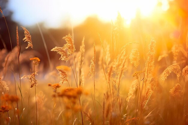 Art automne nature ensoleillée arrière-plan IA générative