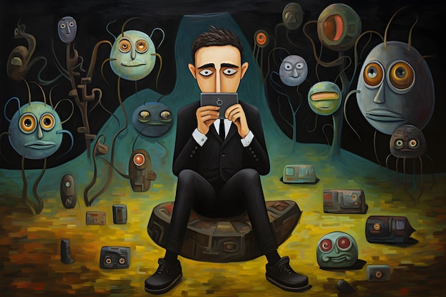 art brut de l'homme et du smartphone