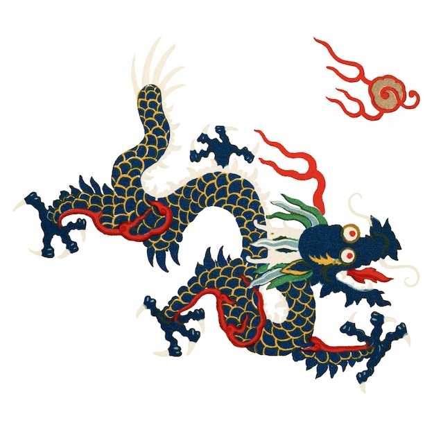 Art chinois dragon autocollant png ornement décoratif