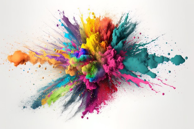 Art clor coloré splash holi explosion de poudre de couleur arc-en-ciel AI générative