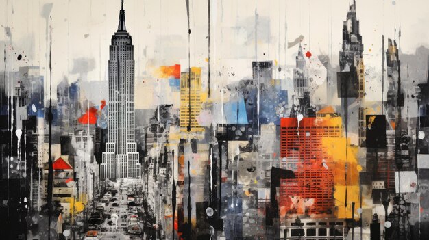 Art collage abstrait de la vue sur le paysage urbain ai