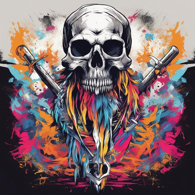 art de conception de t-shirt de crâne de pirate