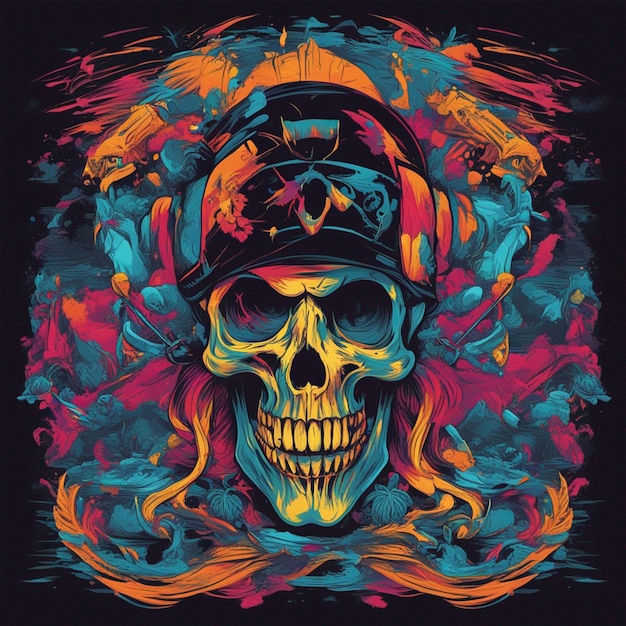 art de conception de t-shirt de crâne de pirate