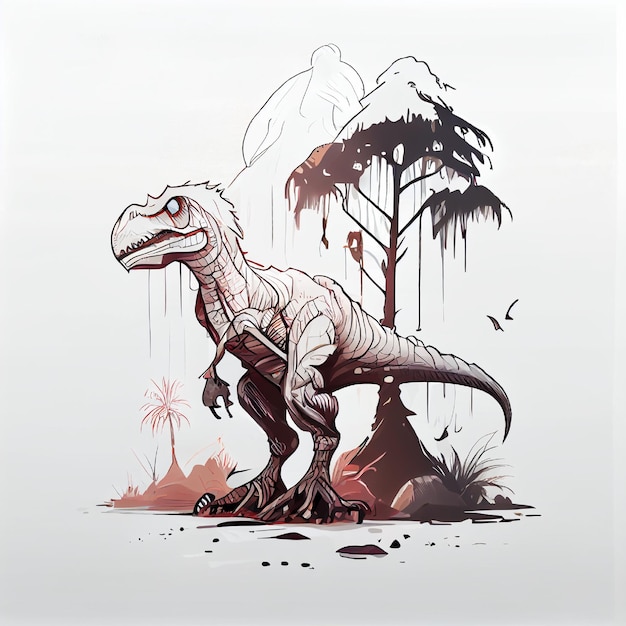 art conceptuel du nouveau style de ligne dure de dinosaure de dessin animé