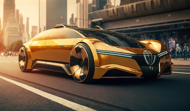 Art conceptuel d'un taxi de luxe futuriste du futur sur pilote automatique