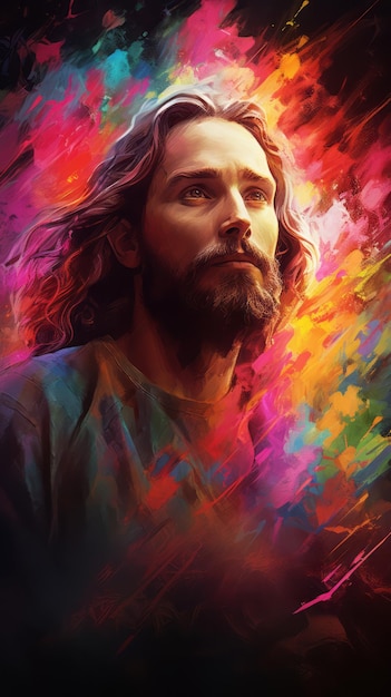 Art contemporain et coloré de Jésus-Christ