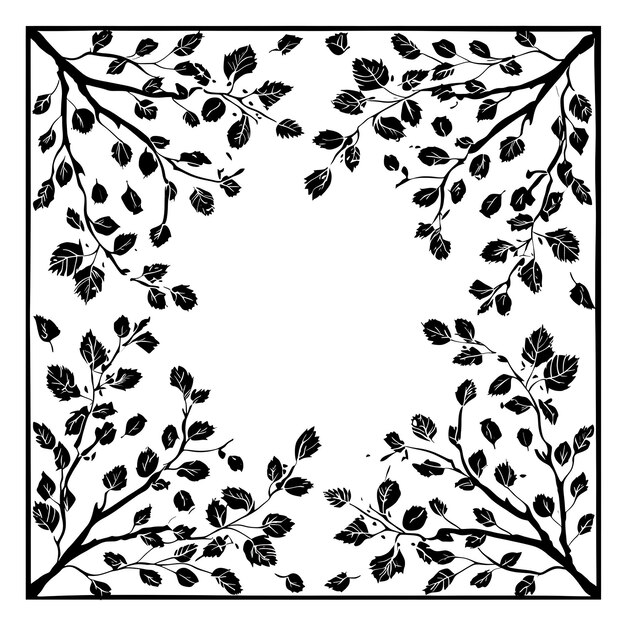 Art de coupe de bouleau CNC avec des branches et des feuilles pour les décorations en T-shirt Tattoo Print Art Design Ink