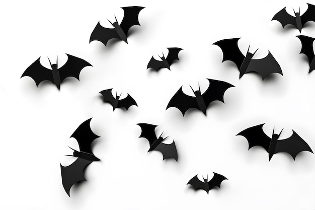 Photo art créatif en papier de chauve-souris d'halloween sur fond gris blanc