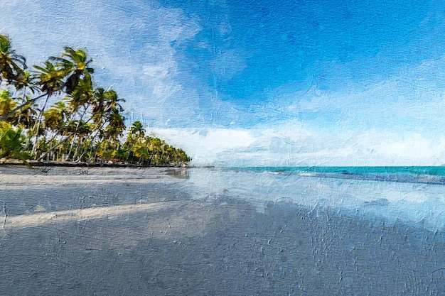 Art dessiné à la main du jour de la terre avec vue sur les arbres au bord de la mer claire pendant la journée