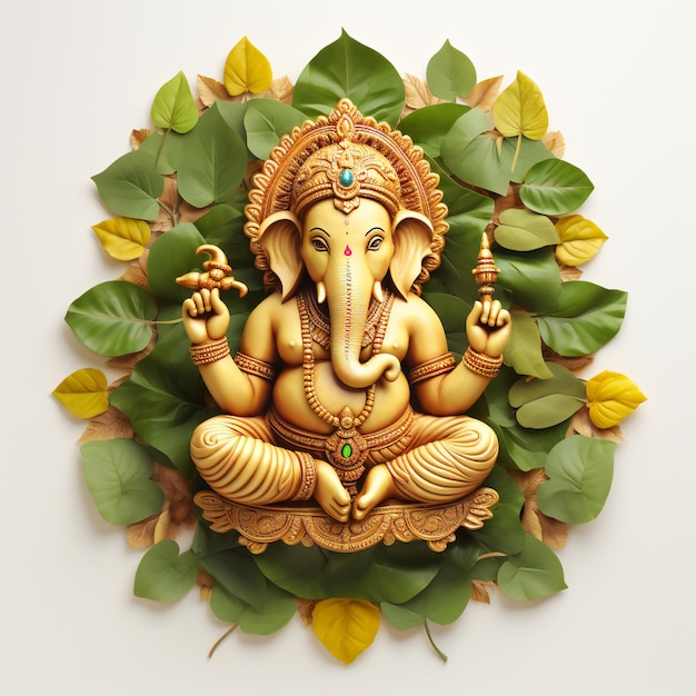 L'art divin de la feuille Ganesha sur un fond clair