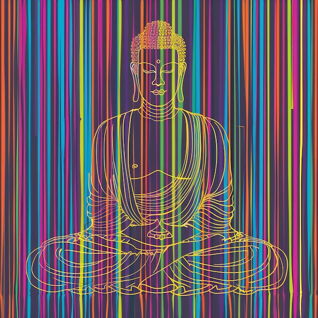 L'art du Bouddha en lignes dessinées dans des couleurs vives