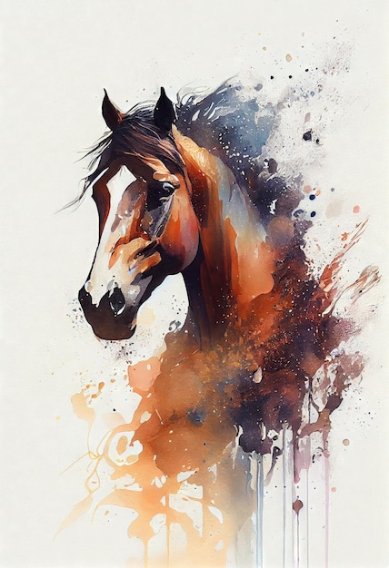 Art du cheval à l'aquarelle