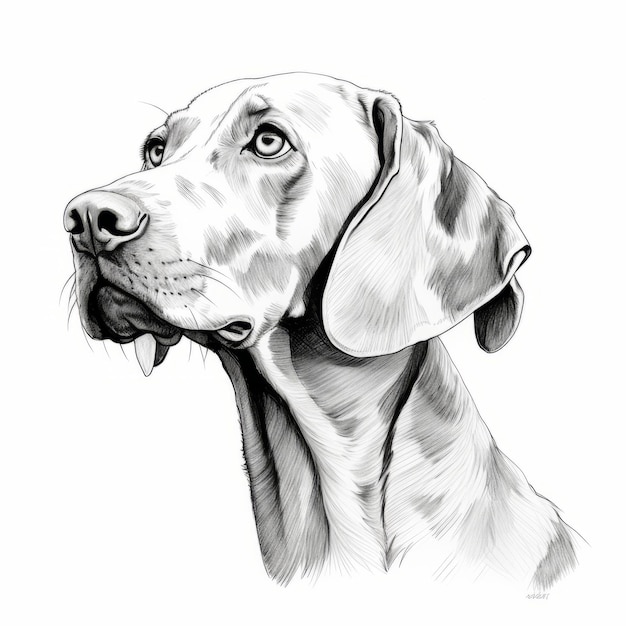 L'art du croquis minimaliste en ligne noire d'un Weimaraner