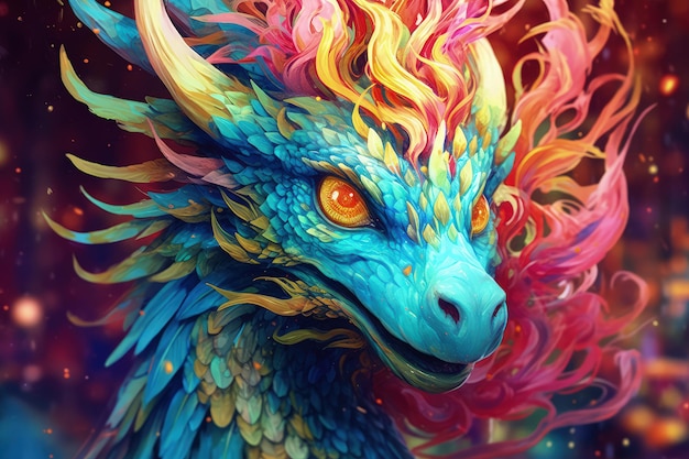 Art du dragon abstrait peint