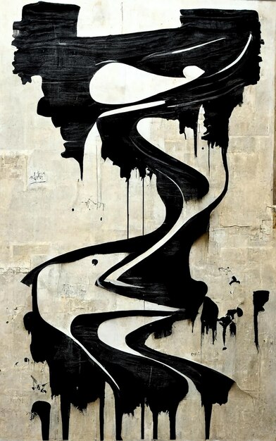 L'art du graffiti de rue noir à l'encre AI générative sur un fond vintage en papier texturé a inspiré Banksy