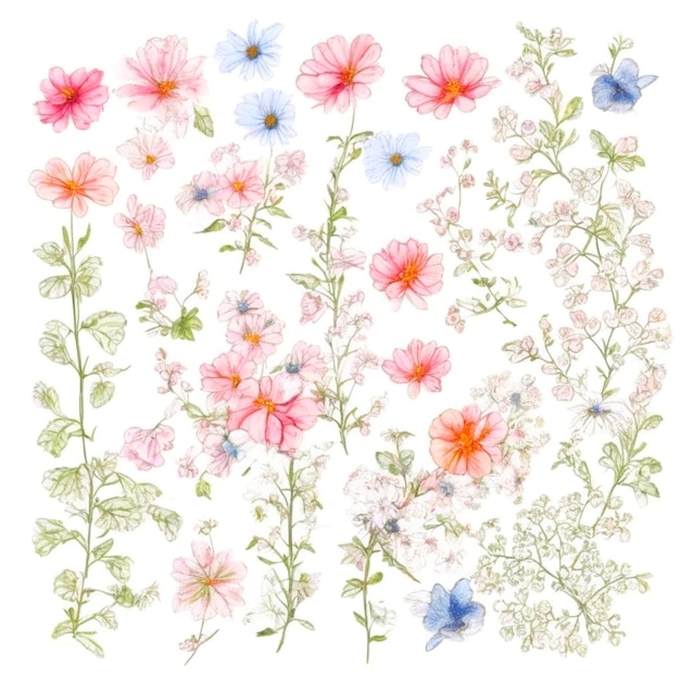 art du motif de fleurs mignonnes sur fond blanc