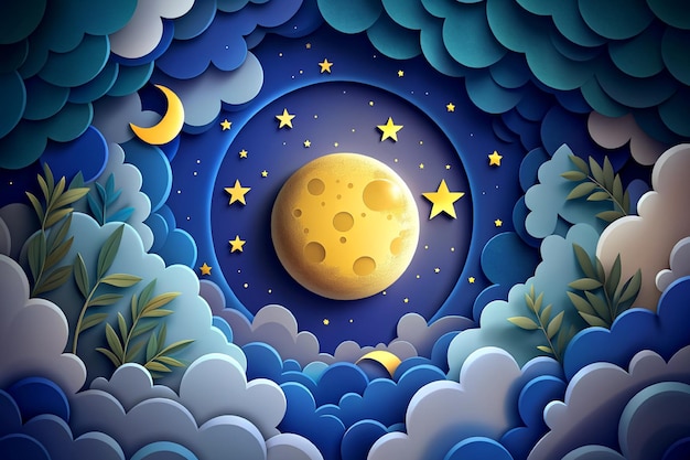 l'art du papier du ciel de la lune