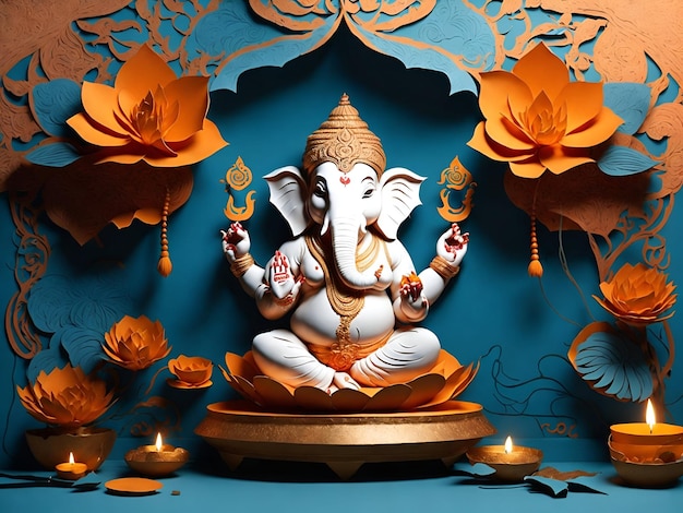 Art du papier hindou Ganesha Aum