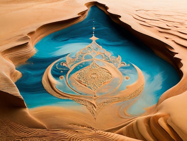 Art du sable abstrait avec des motifs islamiques
