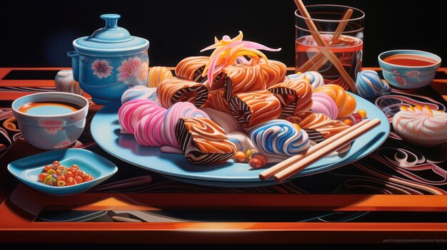 Photo l'art du sushi sur une grande toile