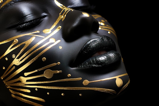 Art facial doré d'inspiration africaine sur peau noire