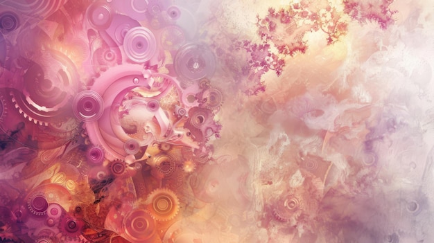 Art fantastique rose et violet abstrait avec un design cosmique vibrant et une énergie dynamique