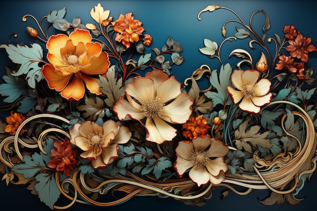 Art avec des fleurs Belle image d'illustration IA générative