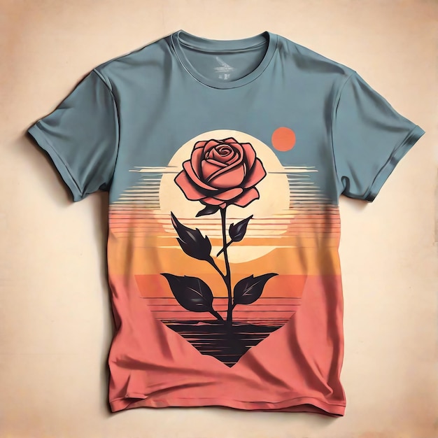 Photo art des fleurs de printemps à la rose rouge antique t-shirt