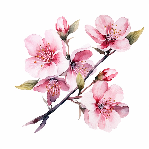 Art de fleurs de Sakura aquarelle