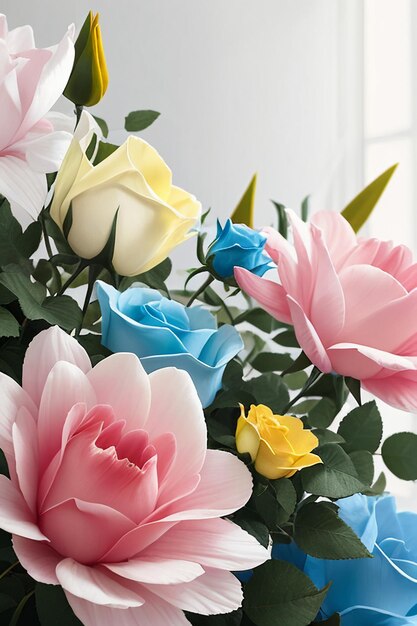 Art floral coloré et magnifique Arrangement floral Décoration papier peint Illustrations de fond